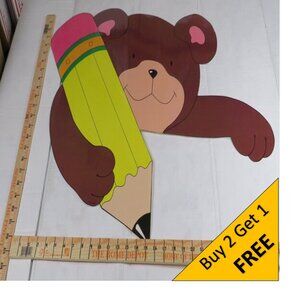 Teddy Bear Giant Door Corner Poster LAMINATED (3) Bears + Community Helper Hats